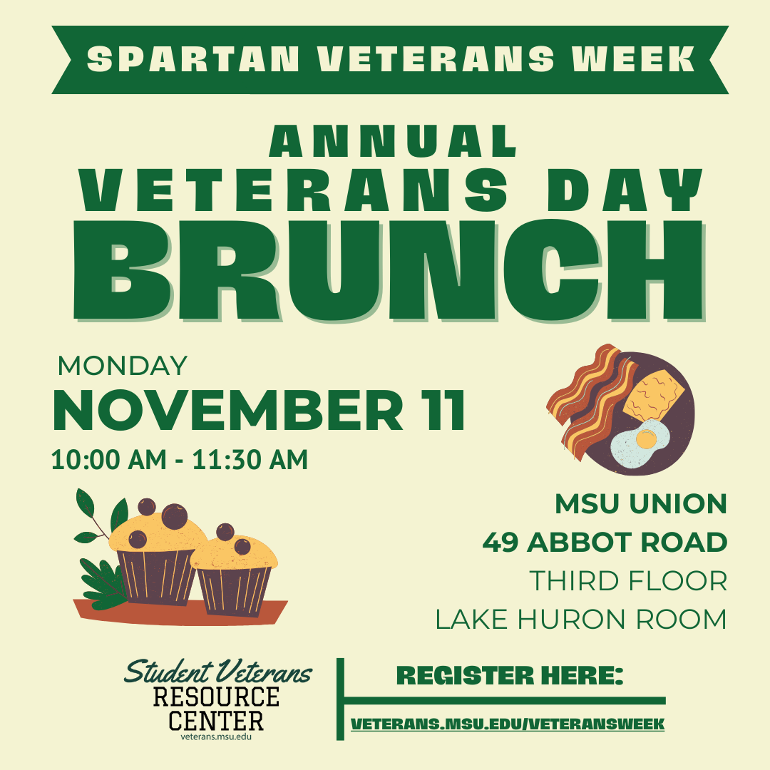 Flyer for Veterans Day brunch. Image is decorative.