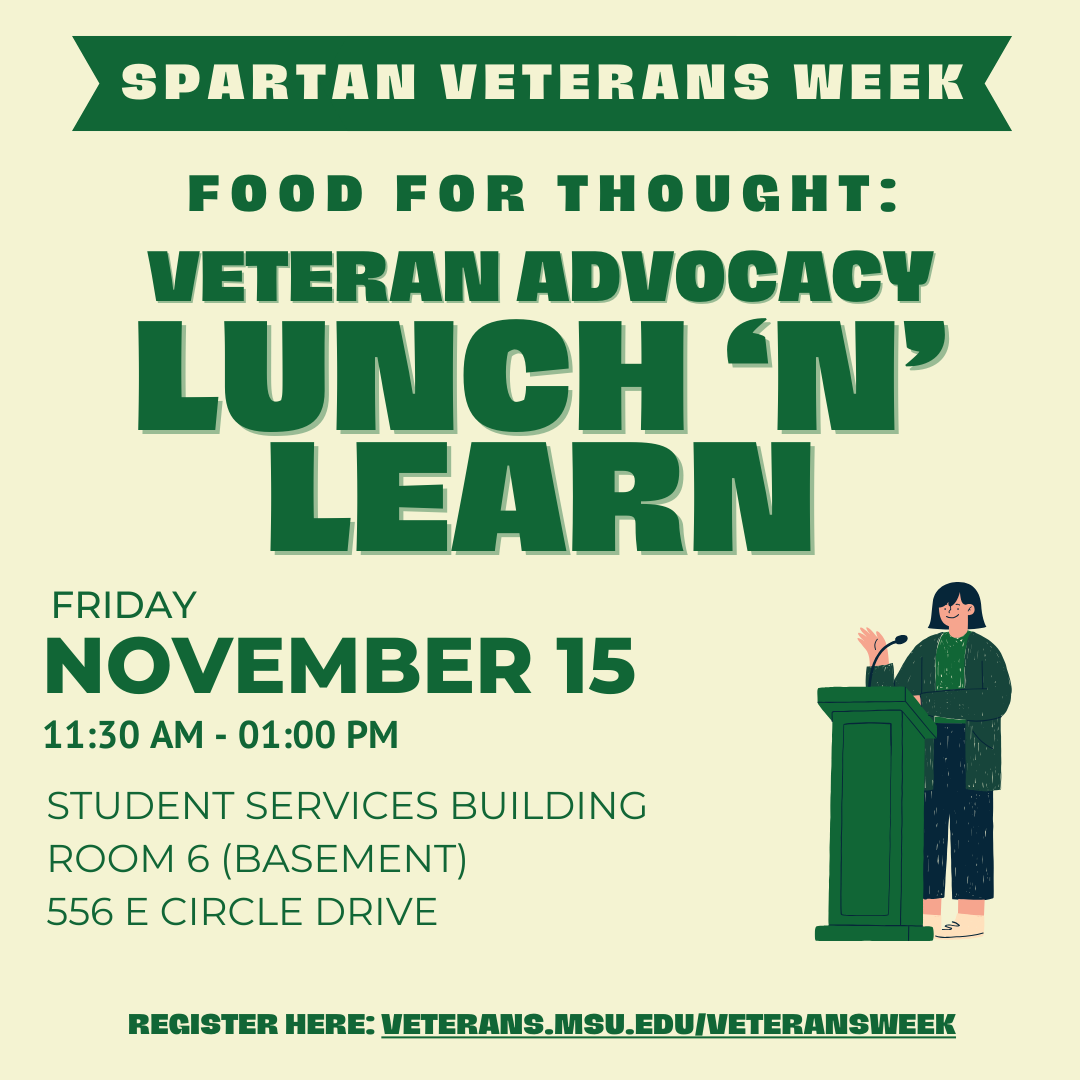 Flyer for Lunch 'N' Learn. Image is decorative.