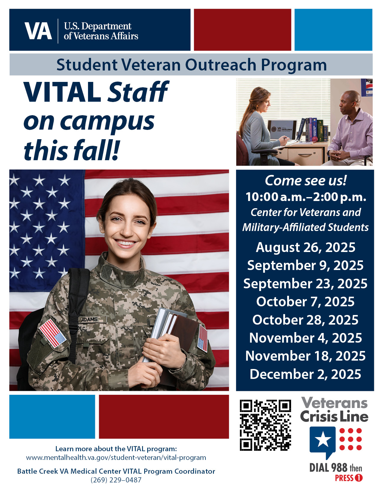 Flyer showing the visiting dates for the VITAL program